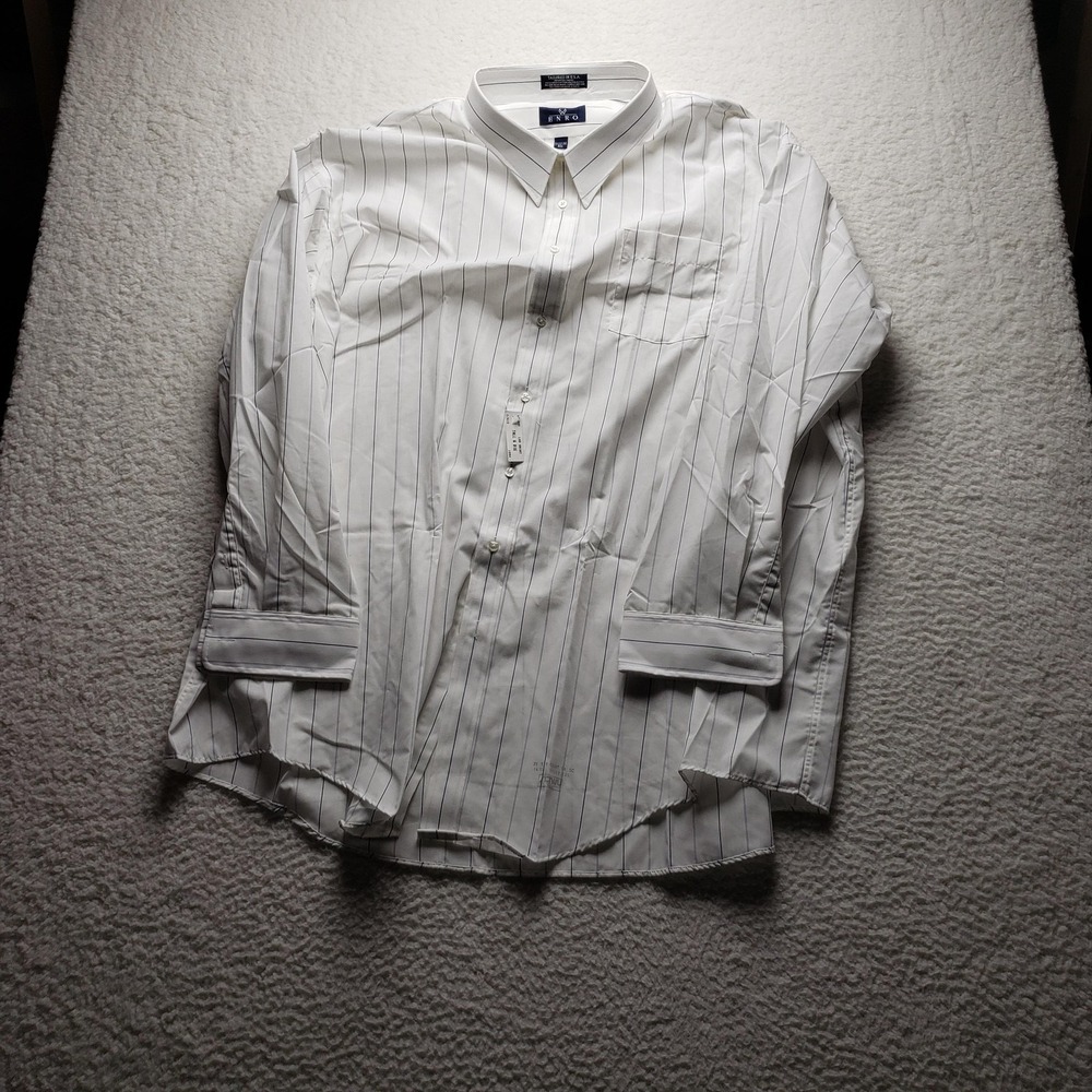 Enro Dress Shirt Mens 22 38/39 Big White Pinstripe Classic Fit Long Sleeve Woven